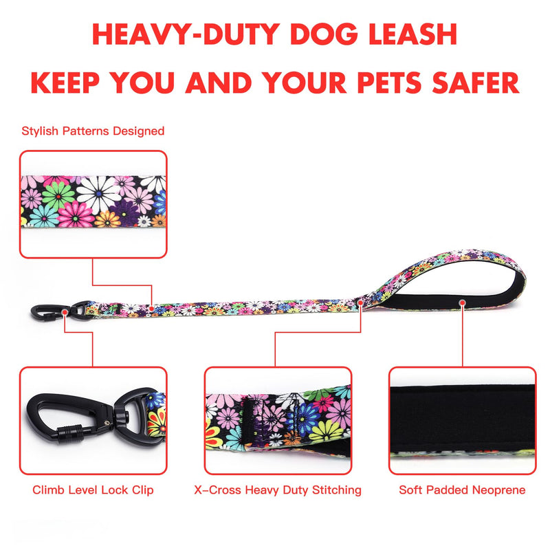 haoyueer Dog Leash, Short Dog Traffic Leash, Heavy Duty Floral Female Safety Nylon Training Leash for Medium and Large Dogs (Skulls, 23") 23" Skulls - PawsPlanet Australia