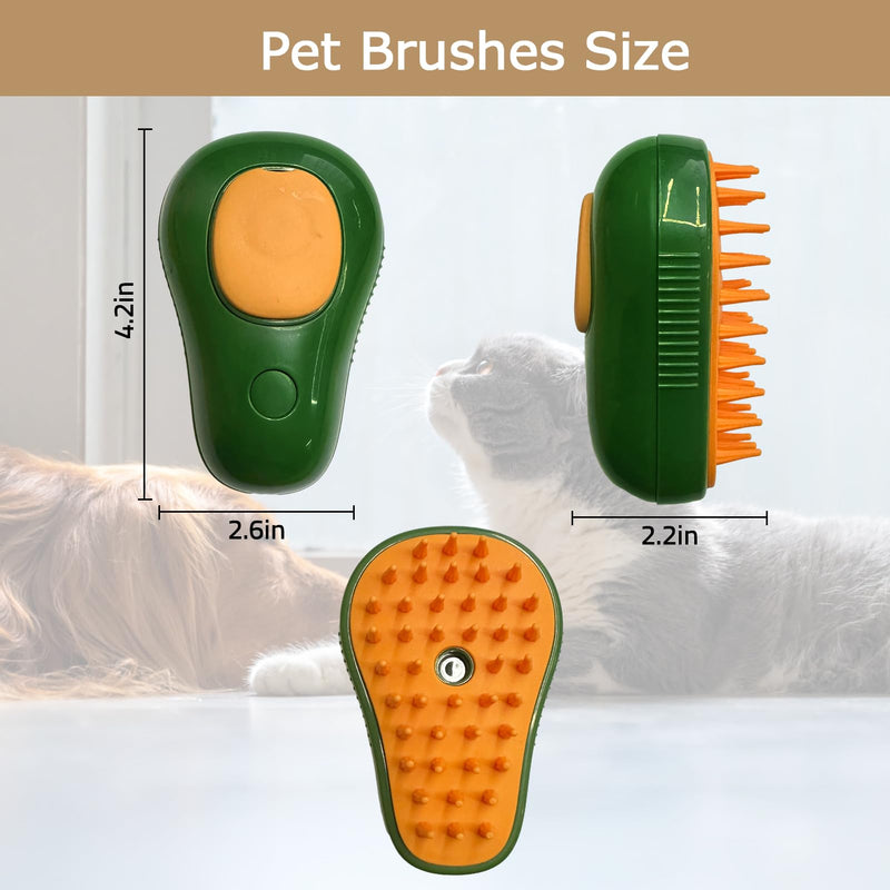 BUSOHA Cat Steam Brush, New Cute Steamy Cat Brush - 3 In 1 Cat Steamy Brush with Cold Steam, Pet Steam Brush for Cats Dogs Rabbit (Green) Green - PawsPlanet Australia