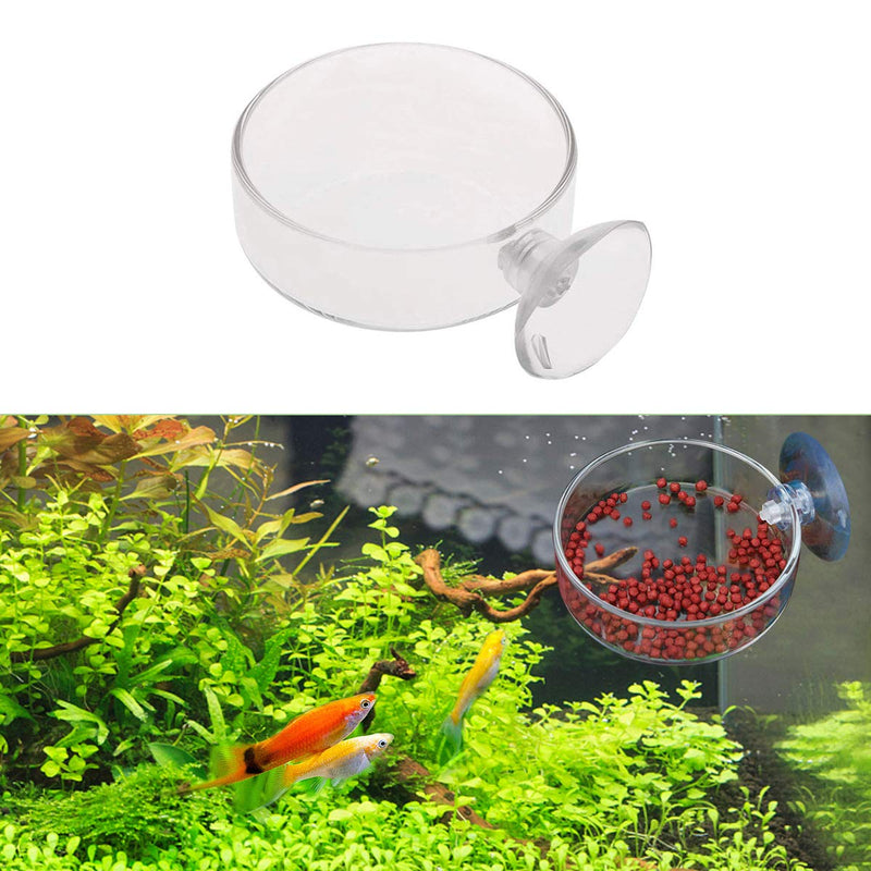 [Australia] - WEAVERBIRD Aquarium Shrimp Feeder Dish with Suction Glass Fish Tank Feeding Bowls Round Clear Dishes Tray 60MM 