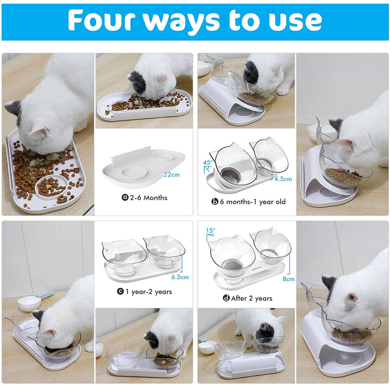 Cat bowls with stand cat food bowl with 15 ° incline angle personalised pet bowls feeding and watering supplies for cats - PawsPlanet Australia