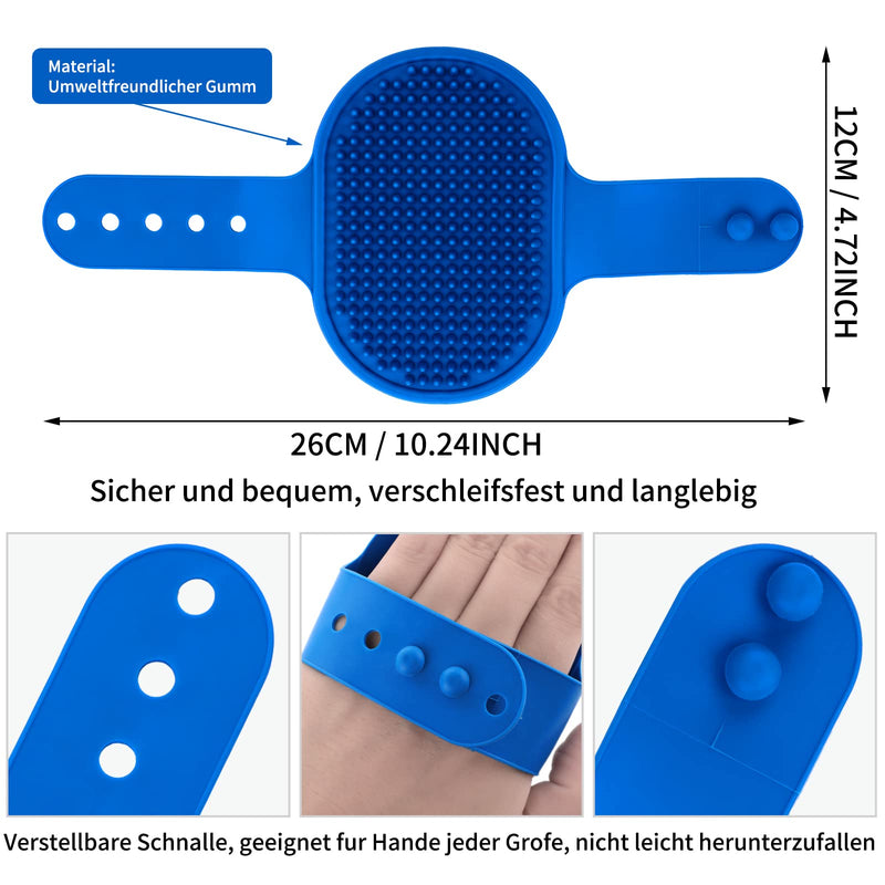 cobee Dog Grooming Brush, 2 Pieces Silicone Rubber Pet Bath Brushes with Adjustable Strap Handle Rubber Shower Brush Pet Shampoo Bath Brush Comb Puppy Massage Brush Fur Cleaning Brush Blue Yellow - PawsPlanet Australia