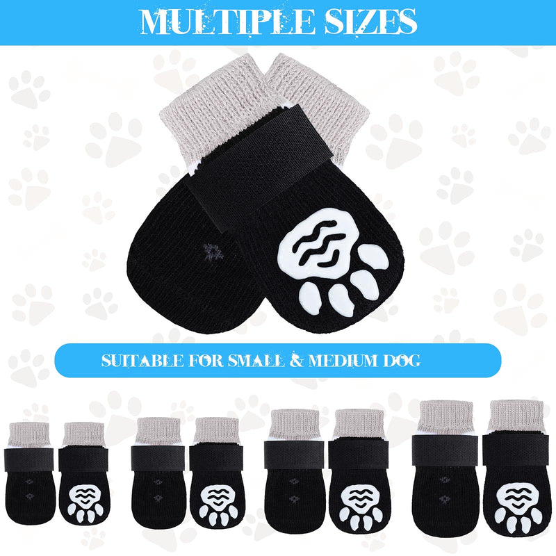 Frienda 8 Pieces Anti-Slip Dog Socks Pet Paw Protector Socks Soft Non Skid Knit Dogs Socks Rubber Sole Traction Control Pet Paw Protector with Adjustable Straps for Puppy Dog Cat Small - PawsPlanet Australia