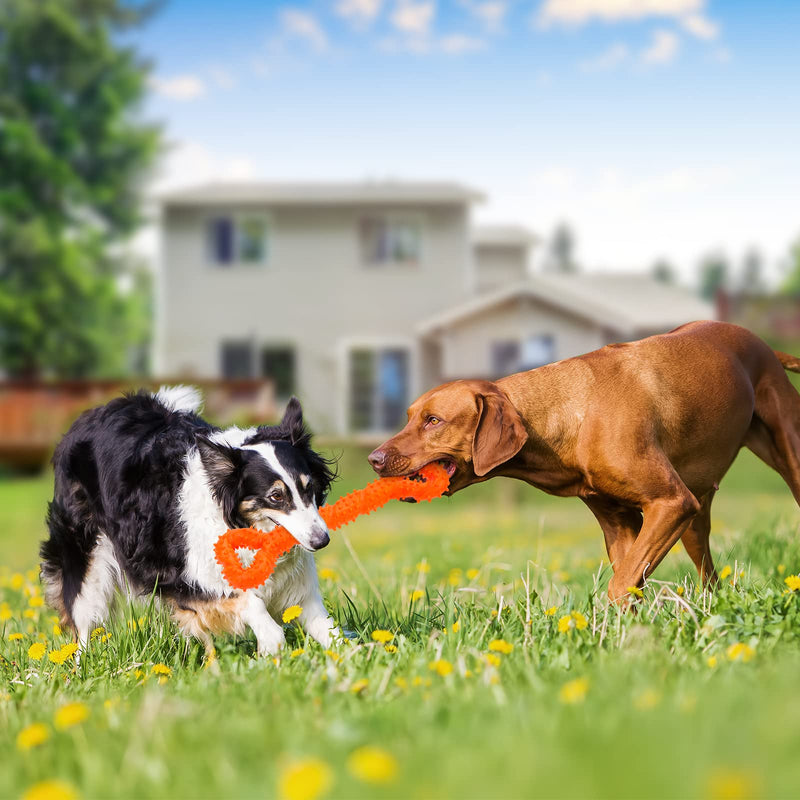 Auoinge Dog Chew Toy for Aggressive Chewers, Indestructible Dog Toy for Boredom, TPR Dog Teeth Cleaning Toy for Medium Large Dogs, 33cm with Rope Gift Orange-A - PawsPlanet Australia