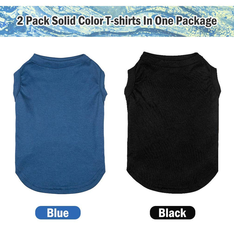 BINGPET 2 Pcs Blank Dog Shirts - Basic Dog Clothes Soft and Breathable, Dog T-Shirts Apparel, Dog Outfits, Plain Dog Shirt for Puppies, Small Extra Small and Medium Dogs Black&Blue - PawsPlanet Australia