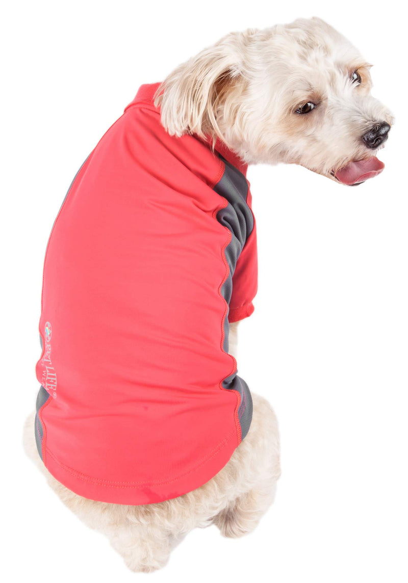 [Australia] - Pet Life Active 'Barko Pawlo' Relax-Stretch Wick-Proof Performance Dog Polo T-Shirt Small Red 