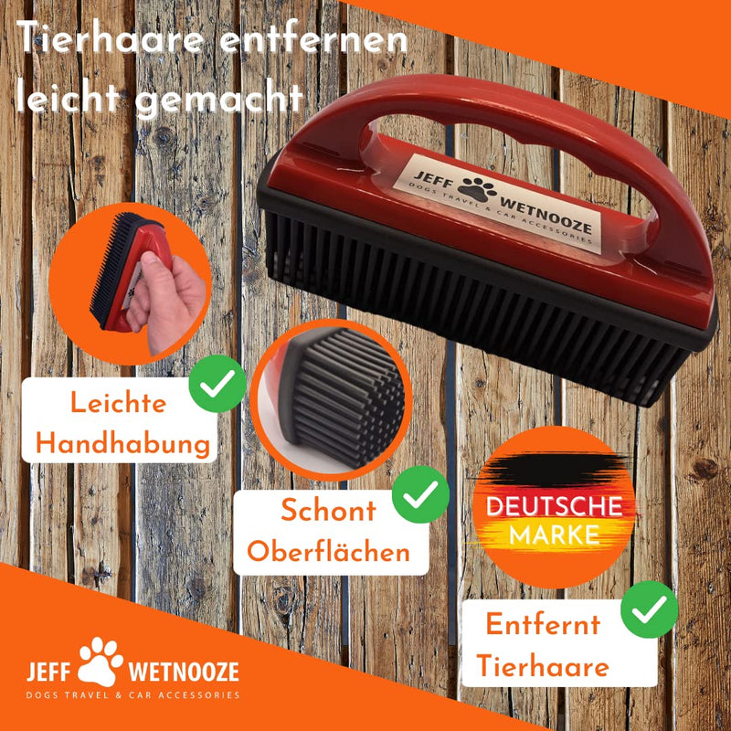 Jeff Wetnooze Silicone Brush Red, Lint Brush and Pet Hair Remover for Upholstery, Car Seats, Carpets and Clothing Plus Grooming (Red) - PawsPlanet Australia