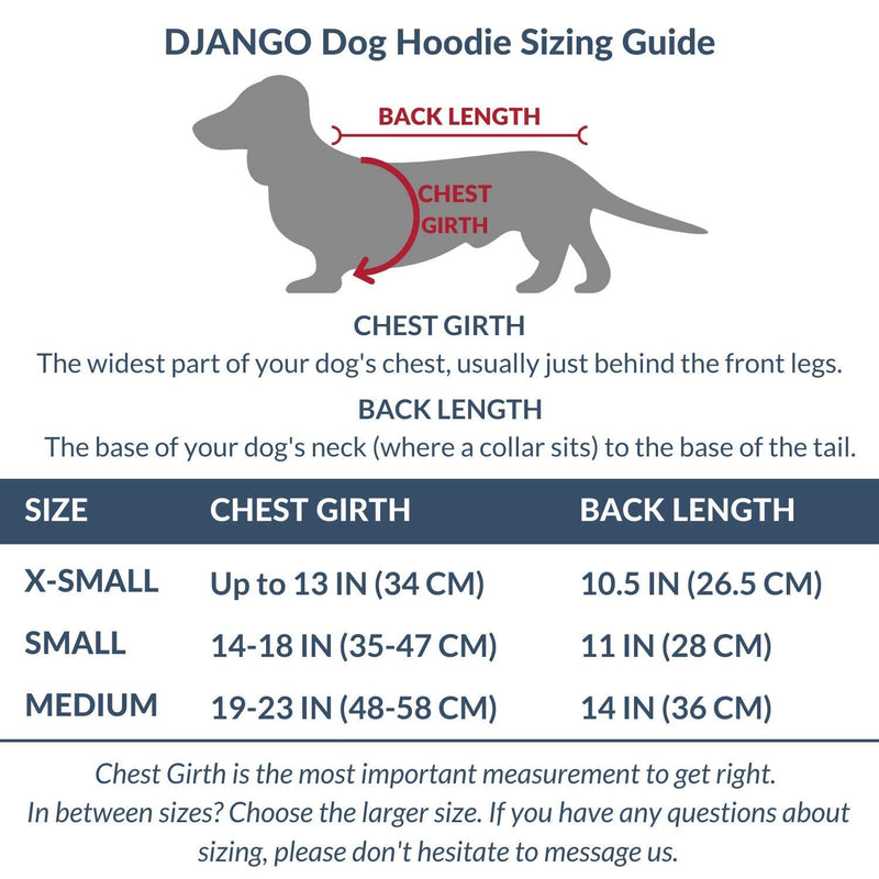 DJANGO Dog Hoodie and Super Soft and Stretchy Sweater with Elastic Waistband and Leash Portal X-Small Navy - PawsPlanet Australia