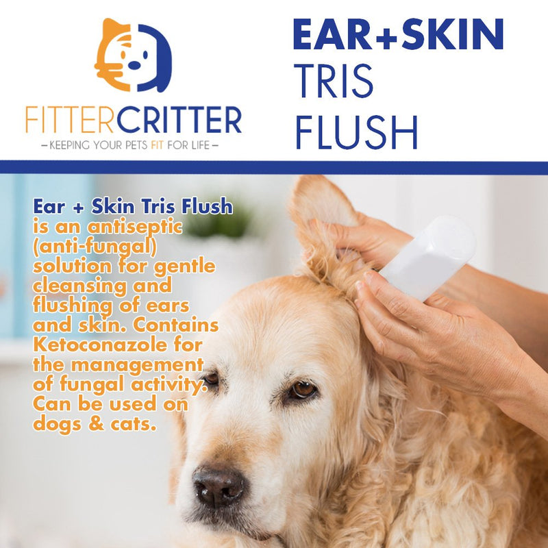 Fitter Critter Dog Ear Mite Treatment - Antiseptic Ear Cleaner Medication Keto-C Tris Flush - Effective Against Mites Ringworm Pyoderma Yeast - Antifungal & Antibacterial - Eliminates Odor - PawsPlanet Australia