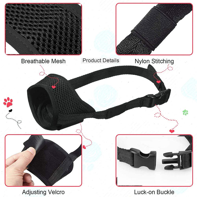 WAYA Breathable Muzzle, mesh Breathable and Adjustable Strap for Small and Medium Sized Dogs, Anti-bite and Barking Black - PawsPlanet Australia