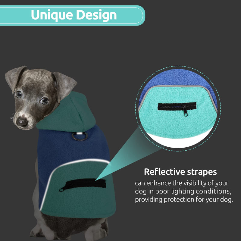 ASENKU Dog Hoodie with Reflective Straps Pocket, Soft and Warm Dog Sweater with D-Ring, Fleece Dog Vest & Jacket, Winter Coat for XS-XL Dogs Cats Pets, Blue, X-Large - PawsPlanet Australia