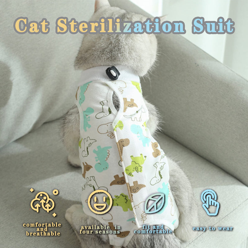 CGLRybO Cat Bodysuit After Surgery Anti-licking Cat Professional Recovery Suit Dog Cat Clothes After Castration Alternative Surgical Recovery Suit for Abdominal Wounds or Skin Diseases Style: Dinosaur L - PawsPlanet Australia