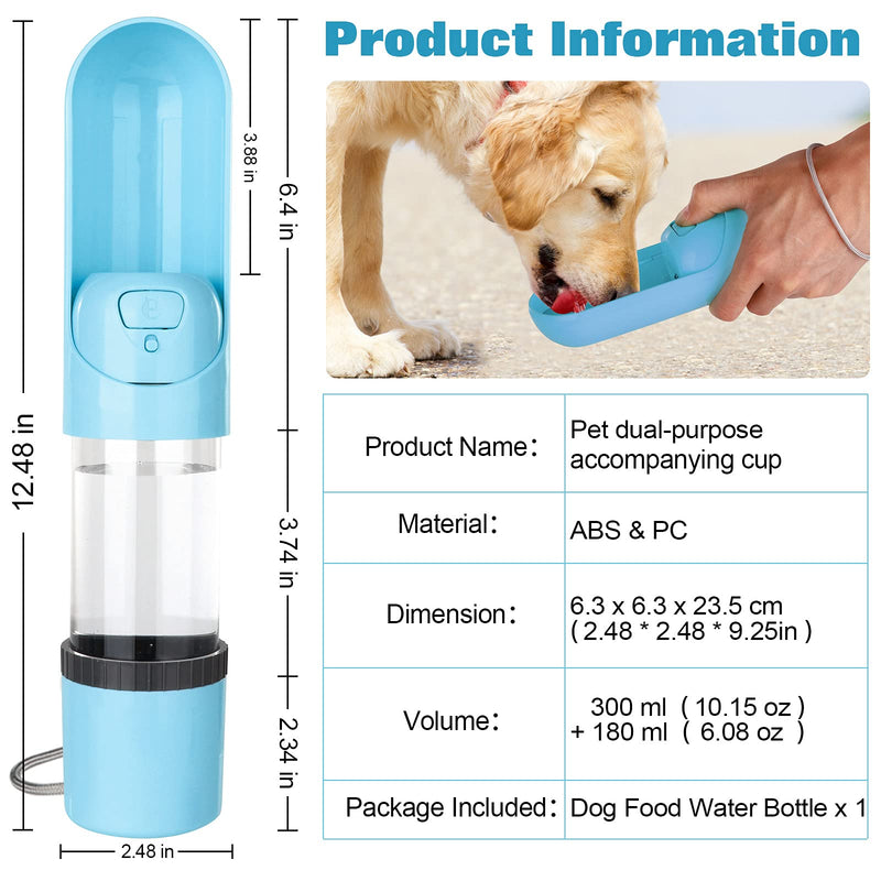 Portable Dog Water Bottle: Leak-Proof Cat Travel Water Dispenser, can Be Filled with Water and Food, Suitable for Kitty and Puppy Outdoor Walking, Hiking and Traveling Blue - PawsPlanet Australia