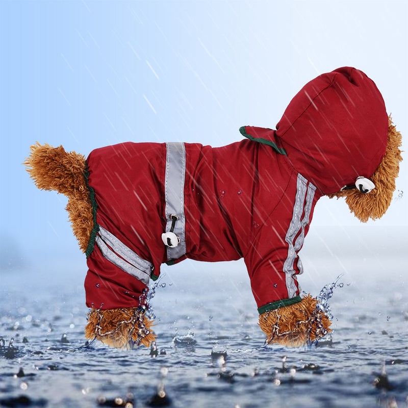 Fdit Pet Dog Raincoat Cat Dog Waterproof Jacket Hood Rain Coat Reflective Jumpsuit Apparel for Small Medium Dogs(XS) XS - PawsPlanet Australia