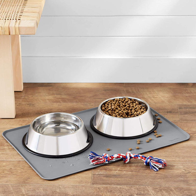 jiuhao Silicone Cat Dog Food Mat, Pet Feeding Mat,Dog Cat Bowl Mat-Waterproof & Non Slip Silicone Pet Feeding Mat for Food and Water Bowls (21.6x15inch), Grey (21.6x15inch) - PawsPlanet Australia