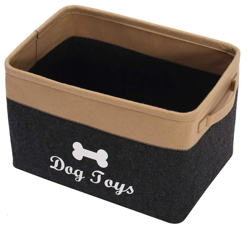 Xbopetda Fiber Felt Dog Storage Basket, Pet Toy and Accessory Storage Bin, Pet Bed, Pet Toy Box - Perfect for Organizing Dog Toys/Clothes/Blankets/Treats-Dark Grey/Khaki Dark Grey/Khaki - PawsPlanet Australia