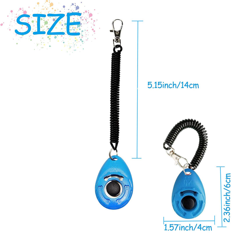 HSCCGI Dog Training Clicker, Puppy Clicker Trainer with Wrist Strap Durable Lightweight Easy to Use, Pet Training Clicker for Sound-Sensitive Animals, 2 Pack (White+Blue) - PawsPlanet Australia