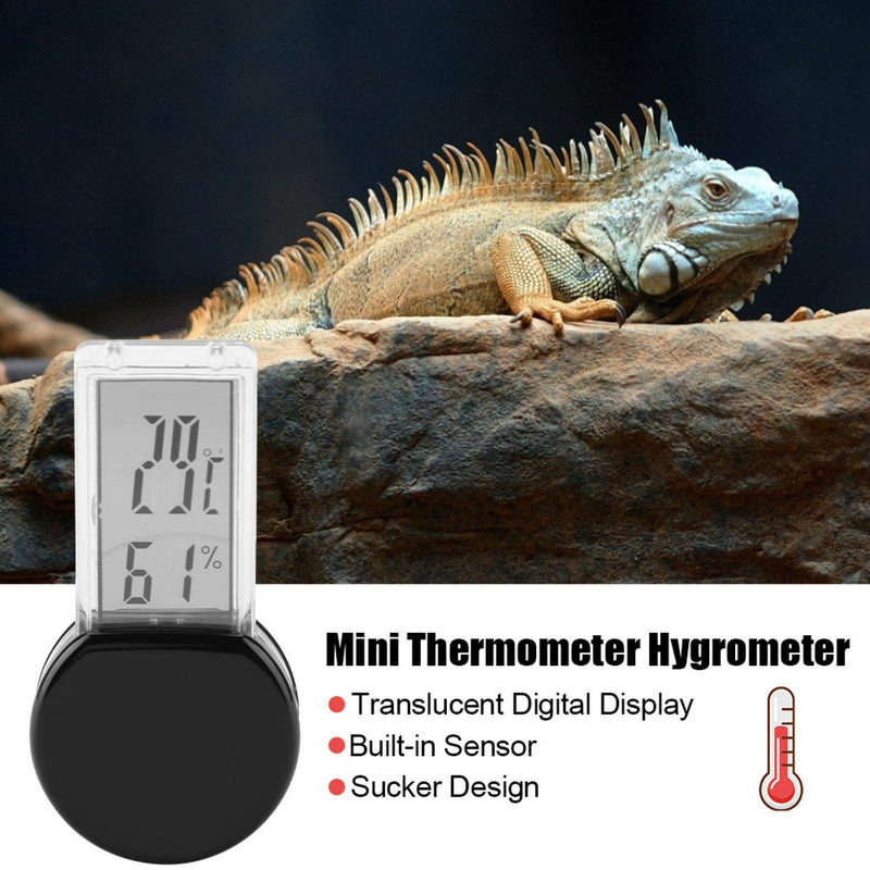 Zerodis Reptile Thermometer, Electronic Digital Pet Thermometer Hygrometer with Sucker Waterproof High LCD Display Humidity Temperature Monitor for Reptile Tanks Terrariums Vivariums(black) black - PawsPlanet Australia