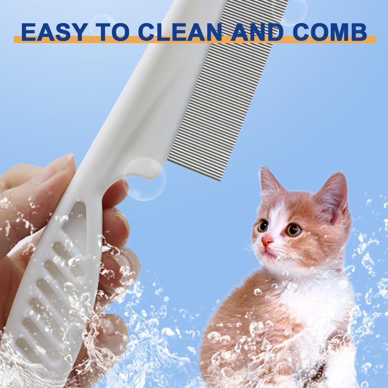 AYNKH Pet Comb, 2 Pack Dog Cat Comb Stainless Steel Round Teeth for Lice Flea Tear Mark Removal - PawsPlanet Australia