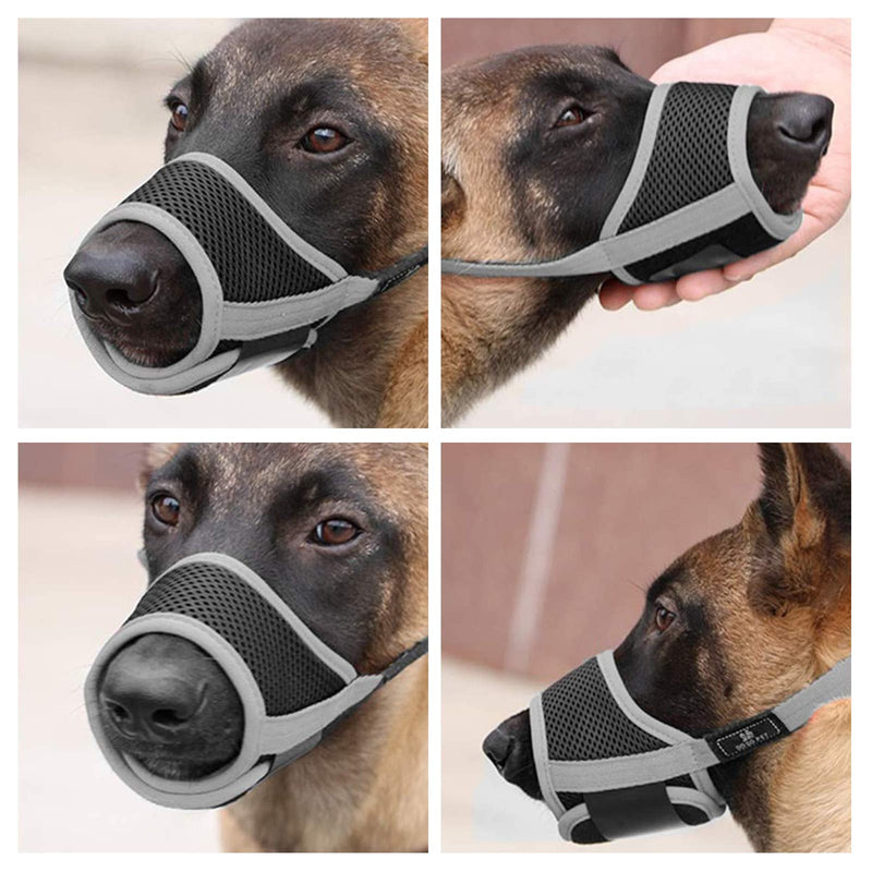 LxwSin Dog Muzzle Breathable Mesh, Dog Mouth Muzzle, Durable Nylon Dog Muzzle with Adjustable Loop and Soft Pad Dog Training Muzzle Prevent for Barking, Biting, Chewing Dog Mouth Guard (Gray, 4 Sizes) XL - PawsPlanet Australia