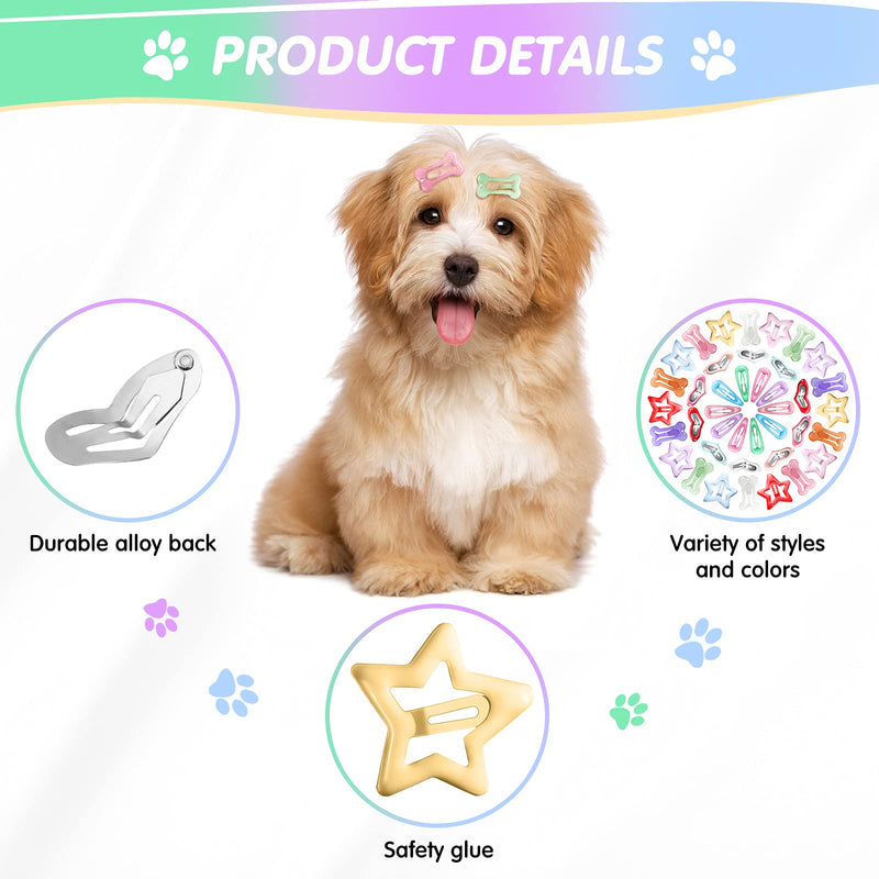 MTLEE 40 Pieces Dog Hair Clips Pet Hair Barrettes Dog Hair Accessories Clip Pet Grooming Products Small Snap Hair Clips Cute Pet Hairpin Headwear for Dog Cat Puppy Pet, 20 Pairs - PawsPlanet Australia