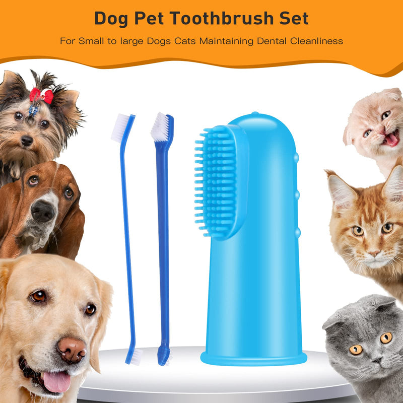 40 Pieces Dog Toothbrushes Set Including 35 Pcs Long Handled Dual Headed Toothbrush and 5 Pcs Finger Toothbrush, Pet Tooth Brushing Kit for Dogs Puppy Cats Most Pets Dental Care - PawsPlanet Australia