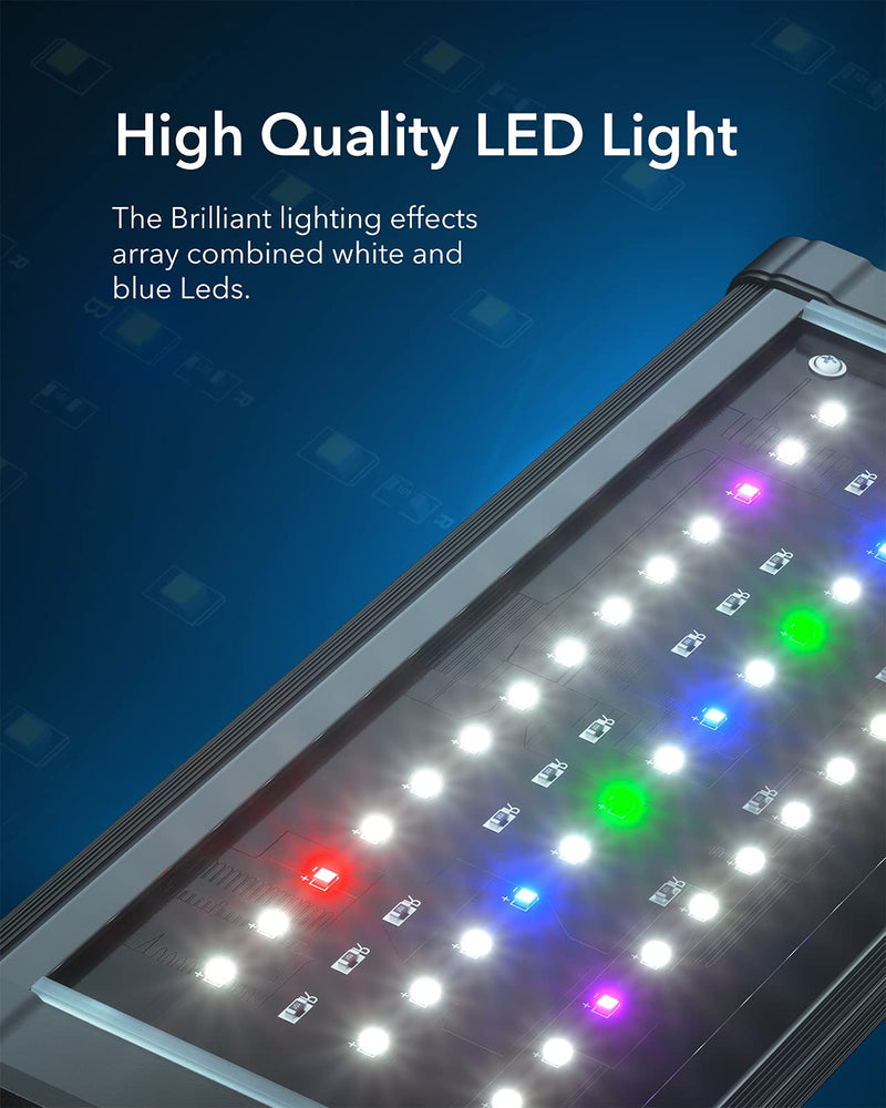 Honpal LED Aquarium Light , Fish Tank Light with Extendable Brackets, White and Blue LEDs & Full Spectrum for Aquatic Reef Coral Plants and Freshwater Fish Tank (Full Spectrum 11-19 Inch) Full Spectrum 11-19 Inch - PawsPlanet Australia