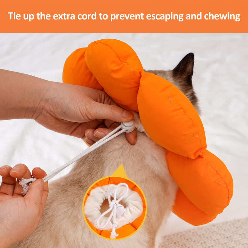 Avont Neck Collar Cat, Adjustable Collar Soft Neck Collar Cat Leak Protection Collar for Small Dogs After Surgery Protective Collar -M|Orange Orange Medium - PawsPlanet Australia