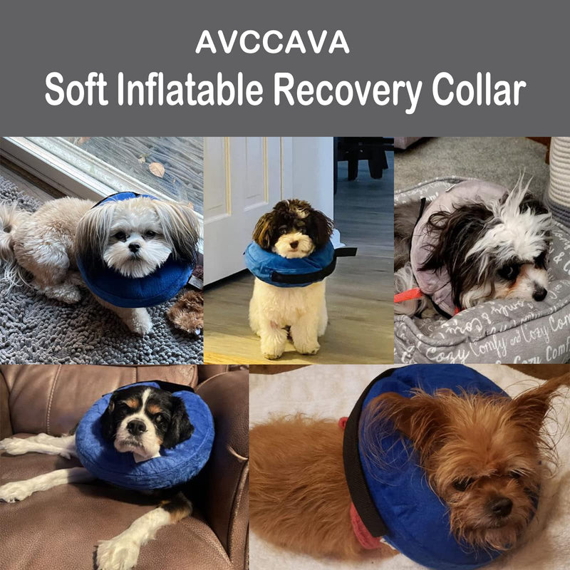 Dog Cone Collar for Small Medium Large Dogs After Surgery, Inflatable Dog Neck Donut Collar, Adjustable Dog Cone, E-Collar for Dogs Recovery, Soft Dog Cones Alternative, Protective Pet Cones for Dogs Large (Neck Girth: 12"-17") Blue - PawsPlanet Australia