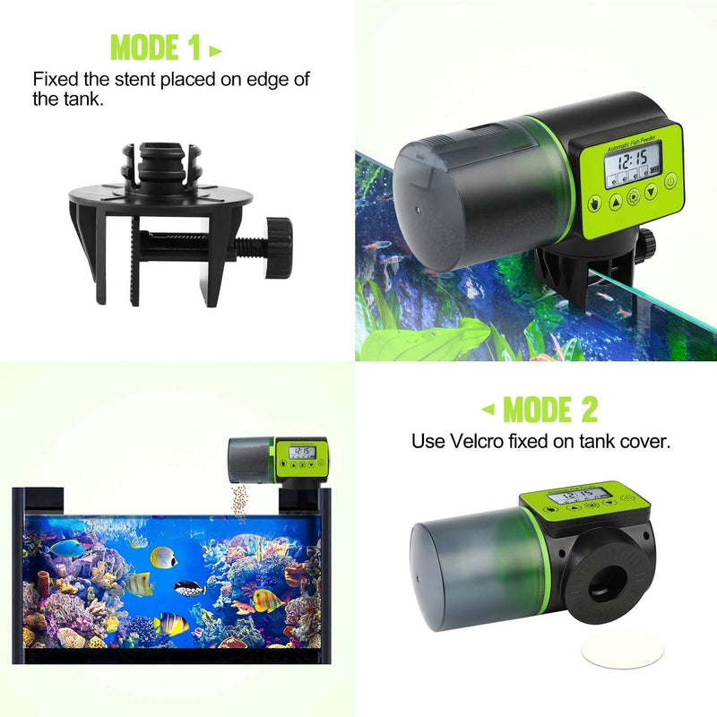 Podazz Automatic Aquarium Fish Feeder, Moisture-Proof Electric Auto Fish Feeder,Aquarium Tank Timer Feeder Vacation &Weekend Fish Food Dispenser (Green-1) - PawsPlanet Australia