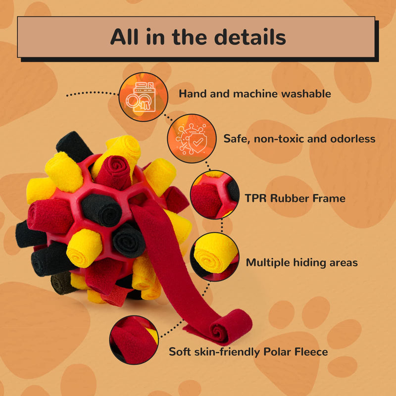 Larimuer Snuffle Ball for Dogs, Sniffing Carpet Snuffle Toy Interactive Dog Toy Portable Pet Snuffle Ball Toy for Small Medium Dogs Pet (Black Red Gold) Black Red Gold - PawsPlanet Australia
