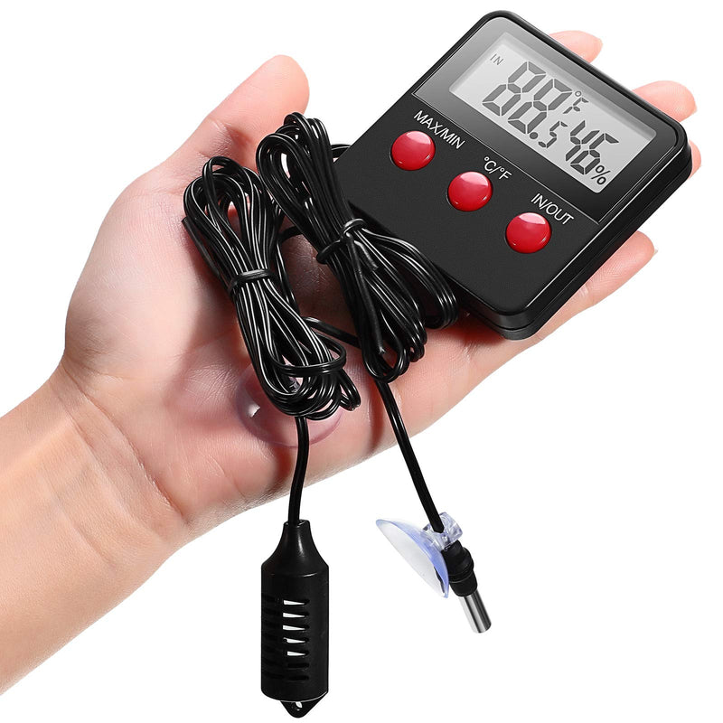 Weewooday 2 Pieces Digital Reptile Thermometer Hygrometer with Probes Terrarium Reptile Humidity Gauge Indoor Outdoor Digital Pet Temperature and Humidity Gauge for Reptiles Terrarium Pet Keeping - PawsPlanet Australia
