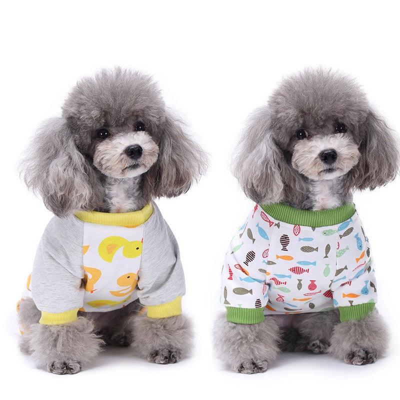 Amakunft 2-pack Dog Clothes Dogs Cats Onesie Soft Dog Pyjamas Cotton Puppy Rompers Pet Jumpsuits Cozy Bodysuits for Small Dogs and Cats by HongYH - PawsPlanet Australia