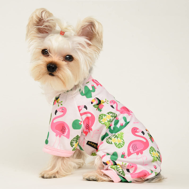 Dog Pajamas for Small Dogs Girl Boy Puppy Pjs Summer Pet Onesies for Chihuahua Yorkie Teacup Cute Soft Material Stretch Able Cat Clothes Outfit Apparel Doggy Jumpsuit (Medium, Flamingo) Medium - PawsPlanet Australia