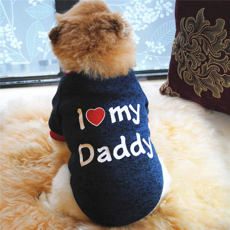 N / A Pet Winter Clothes, Fleece Dog Warm Coats Love Daddy Pet Clothing for Cats Puppy Small Dogs (S, Dark Blue) S Dark Blue Love Daddy - PawsPlanet Australia