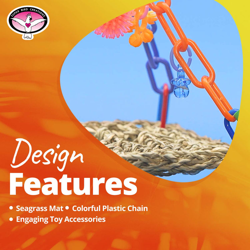 Super Bird Creations SB747 Mini Flying Trapeze Bird Toy, Small Bird Size, 6” x 7” x 9” - PawsPlanet Australia