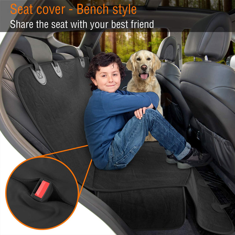 [Australia] - Active Pets Dog Back Seat Cover Protector Waterproof Scratchproof Hammock for Dogs Backseat Protection Against Dirt and Pet Fur Durable Pets Seat Covers for Cars & SUVs Standard Black 