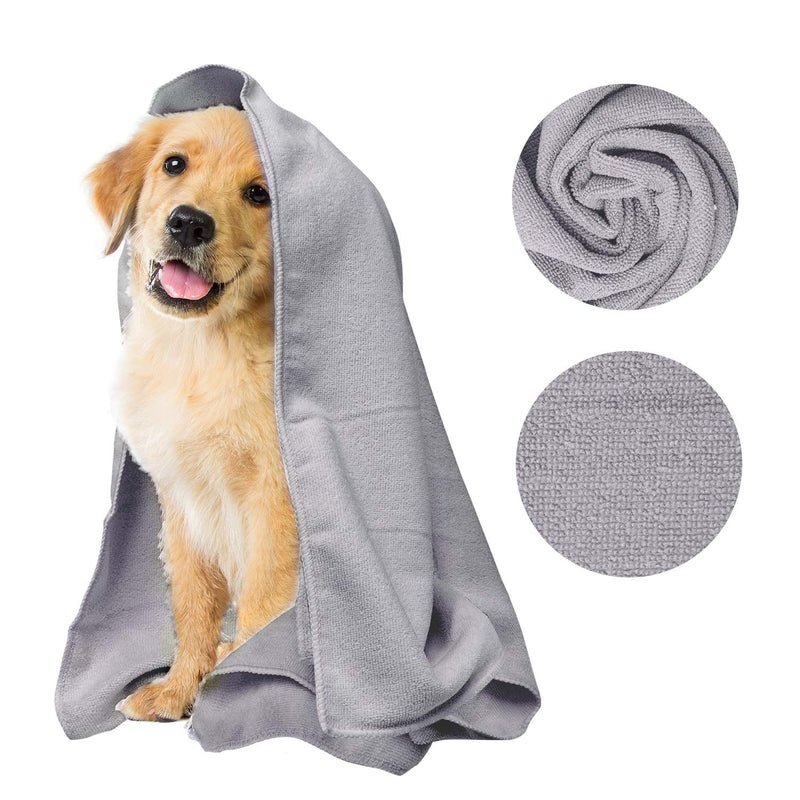My Doggy Place Pet Dog Cat Microfiber XL Drying Towel 45" x 28", Ultra Absorbent for Small, Medium, Large Dog Cats Great for Bathing and Grooming 1 Pack Light Gray - PawsPlanet Australia