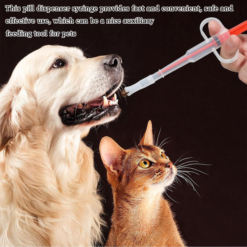 Pack of 4 Dog Tablet Syringe, Pet Medicine Dispenser, Medicine Feeder, Pet Dog Cat Push Dispenser, Reusable Tablet Feeding Tool, for Cats Dogs (Red, Blue) - PawsPlanet Australia