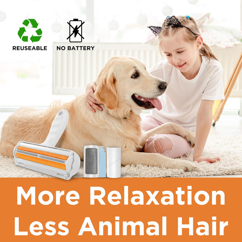 Pet Hair Remover - Pet Hair Lint Roller for Dogs and Cats - Hair Remover for Sofas, Furniture, Carpets, Car Seats, Reusable Lint Roller with Self-Cleaning Base Recyclable - PawsPlanet Australia