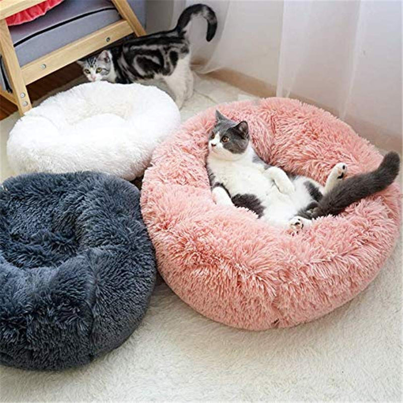 [Australia] - Neekor Cat Dog Beds, Soft Plush Donut Pet Bedding Winter Warm Sleeping Round Fluffy Pet Calming Bed Cuddler for Puppy Dogs/Cats, Size: Small/Medium/Large/X Large pink/medium 