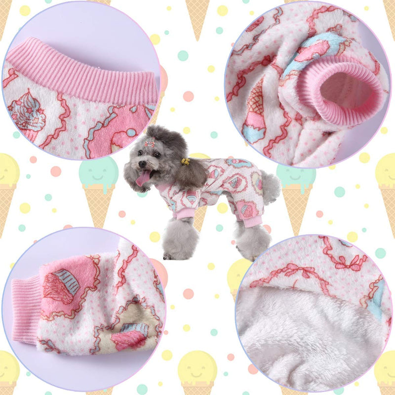 [Australia] - Vehomy Xmas Dog Pajamas for Girl Dog Pink Christmas Dog Pajamas with Ice-Cream Cone Cupcake Pattern Soft Fleece Pet Winter Pajamas Dog Onesies Jumpsuit Pjs Sweater Clothes for Small Dogs and Cats S 