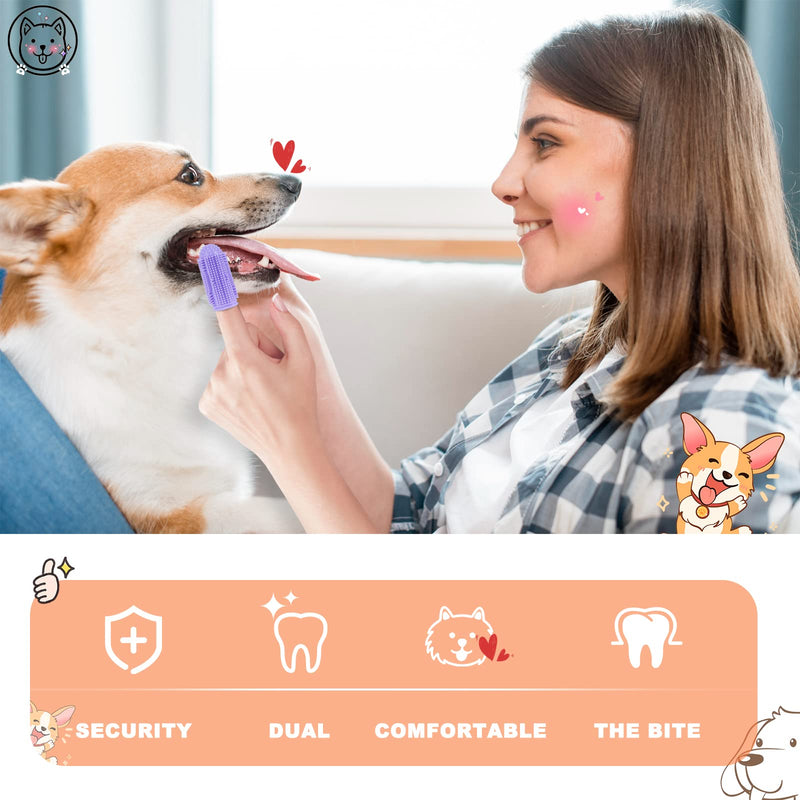 Dog Toothbrush Dog Finger Toothbrush Pack of 4 for Dogs, Cats, Puppies Dental Care & Fresh Breathing, Silicone, Fully Surrounded Bristles, Dog Toothbrush, Reusable with Storage Box 2 Green + 2 Pink - PawsPlanet Australia