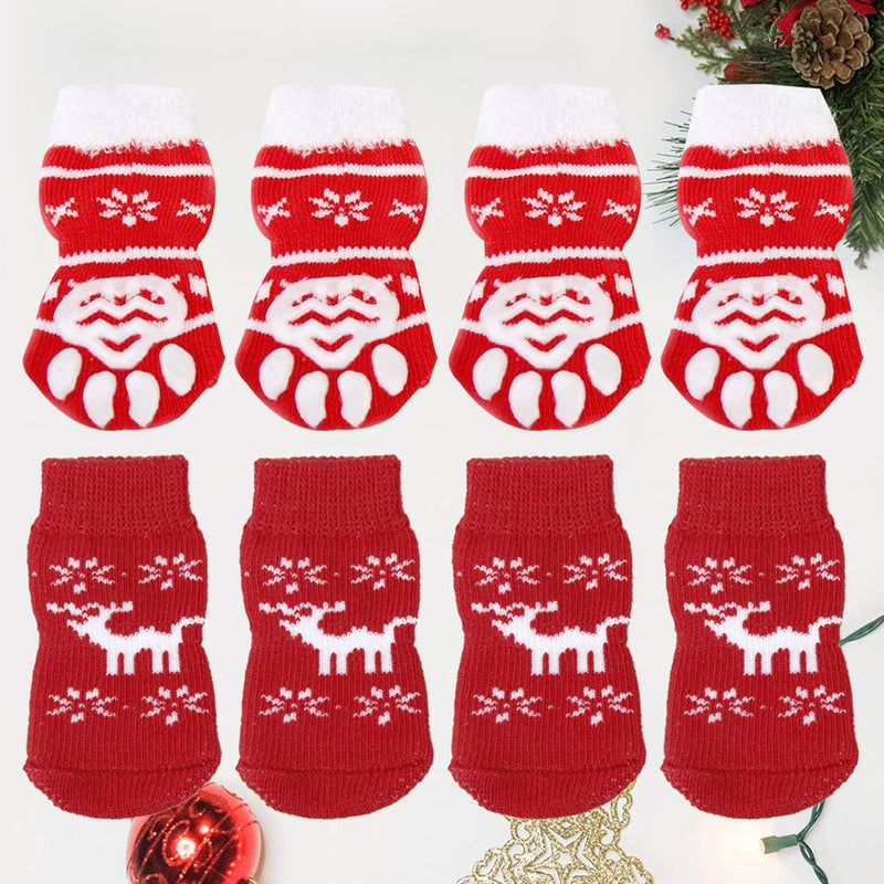 POPETPOP 8PCS Pet Christmas Socks Non-Slip Pet Socks Pet Socks Supplies Christmas Warm Cotton Socks for Dog Puppy Kitten Cat L - PawsPlanet Australia