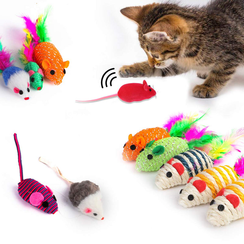 Cat Toys Kitten Toys Catnip Toys Fake Mice Rattle Interactive Rattle Furry Pet Mouse Set Feathers Teaser Indoor Set for Kitty and Cats (Style 1) Style 1 - PawsPlanet Australia