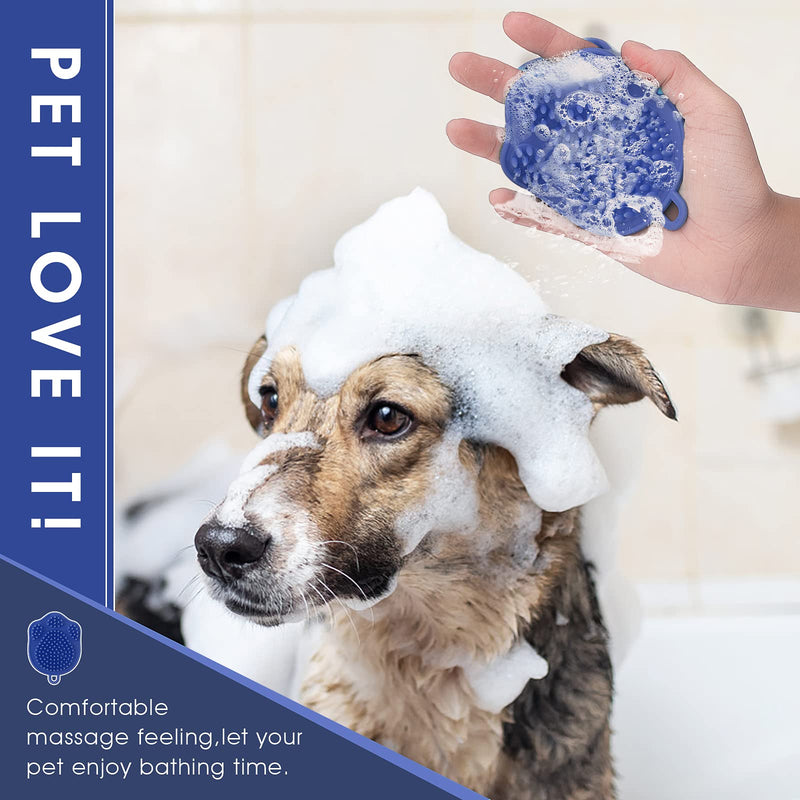 Cobee Dog Cat Bath Brush, Rubber Pet Grooming Brush 2-in-1 Puppy Massage Brush, Soft Hair Grooming Cleaning Brush for Long Short Hair (Blue) Blue - PawsPlanet Australia
