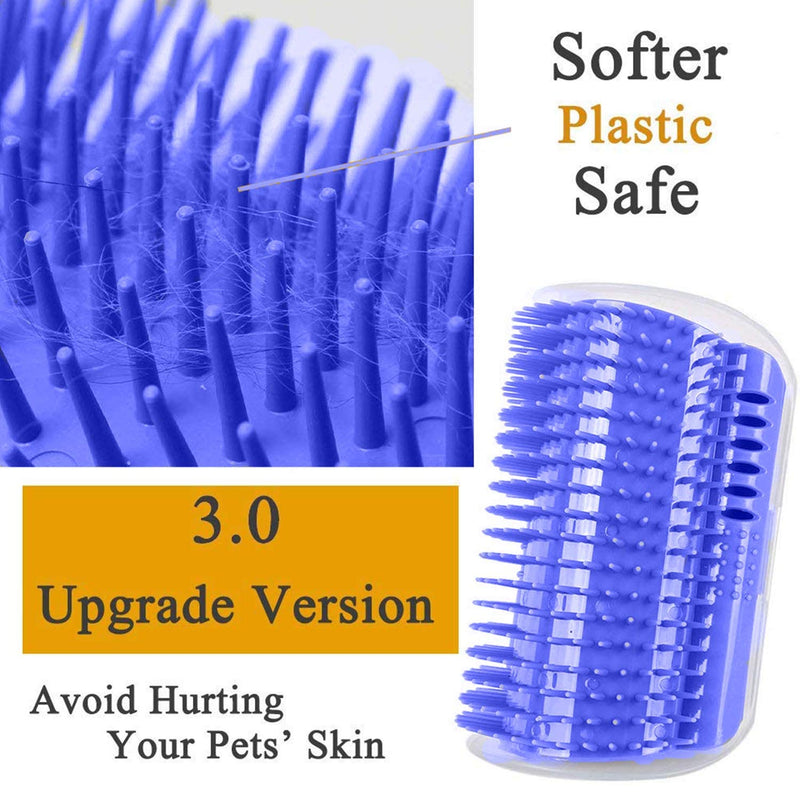 [Australia] - WWVVPET 3.0 Softer Cat Self Groomer with Catnip, Dog Cat Corner Groomer,Wall Corner Scratcher Comb,Grooming Massage Brush, Perfect Scratch Massager Tool for Long & Short Fur Kitten/Puppy (2 Pack Blue) 3.0 Softer Blue (2 Pack) 