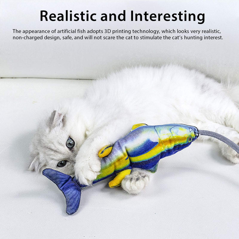 qiyifang Cat Catnip Toys, Realistic Moving Cat Kicker Fish, Simulation Plush Fish Shape Toy Doll, Funny Pets Pillow Chew Bite Kick Supplies for Cat/Kitty/Kitten Flopping Fish - PawsPlanet Australia