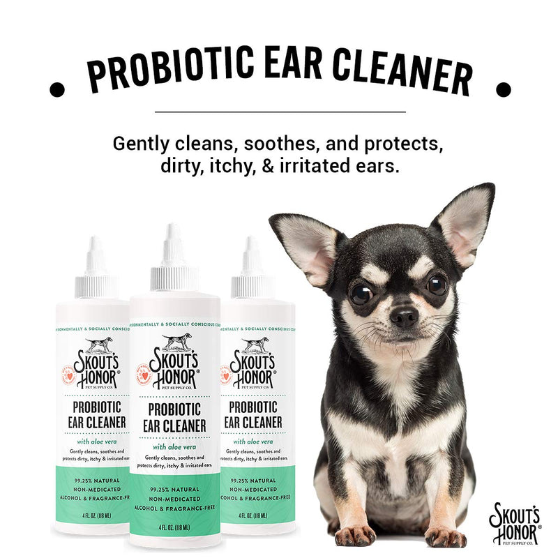 SKOUT'S HONOR: Probiotic Ear Cleaner for Pets - Gently Cleans, Soothes, and Protects Dirty, Itchy, and Irritated Ears - Fragrance-Free - PawsPlanet Australia
