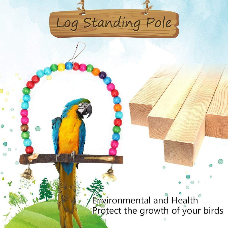 Bird Parrot Swing, Bird Parrot Toys Ladder Wood Bridge Swing Hanging Colored Bird Cage Hammock Swing Toy, Suitable for Hamsters, Gerbils, Little Parrot - PawsPlanet Australia