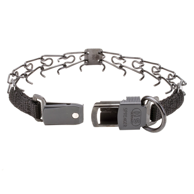 [Australia] - Herm Sprenger Black Stainless Steel Prong Collar with Click-Lock Buckle and Nylon Loop - 2.25 mm x 16 inches 